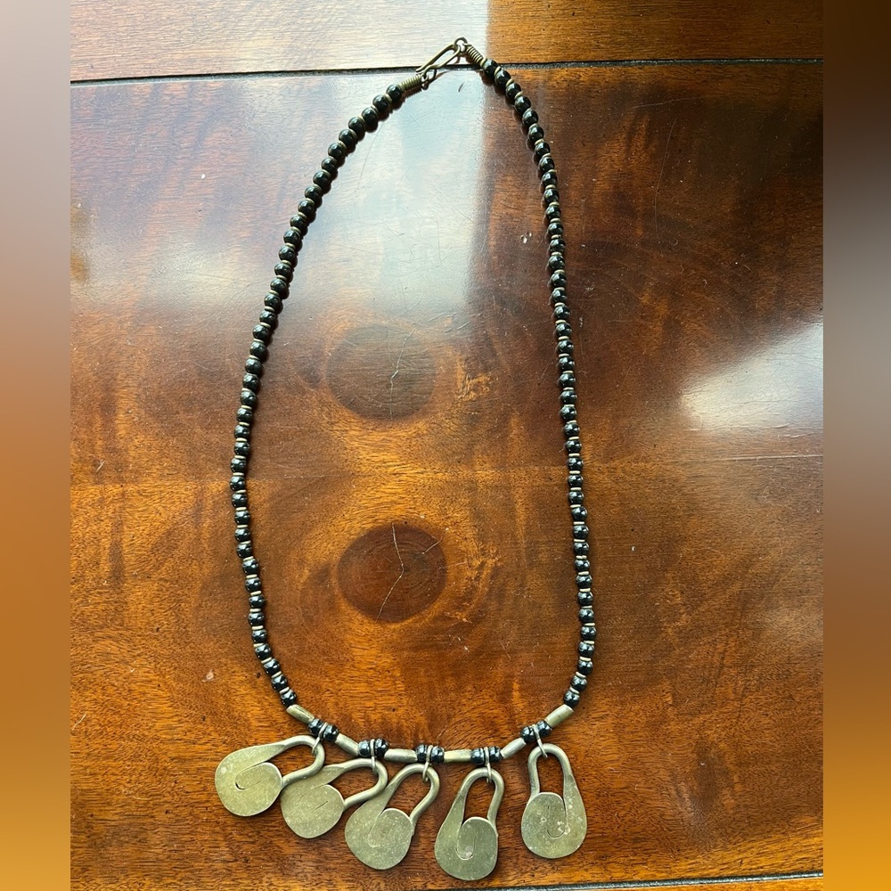 Vintage Brass Metal Beaded Necklace